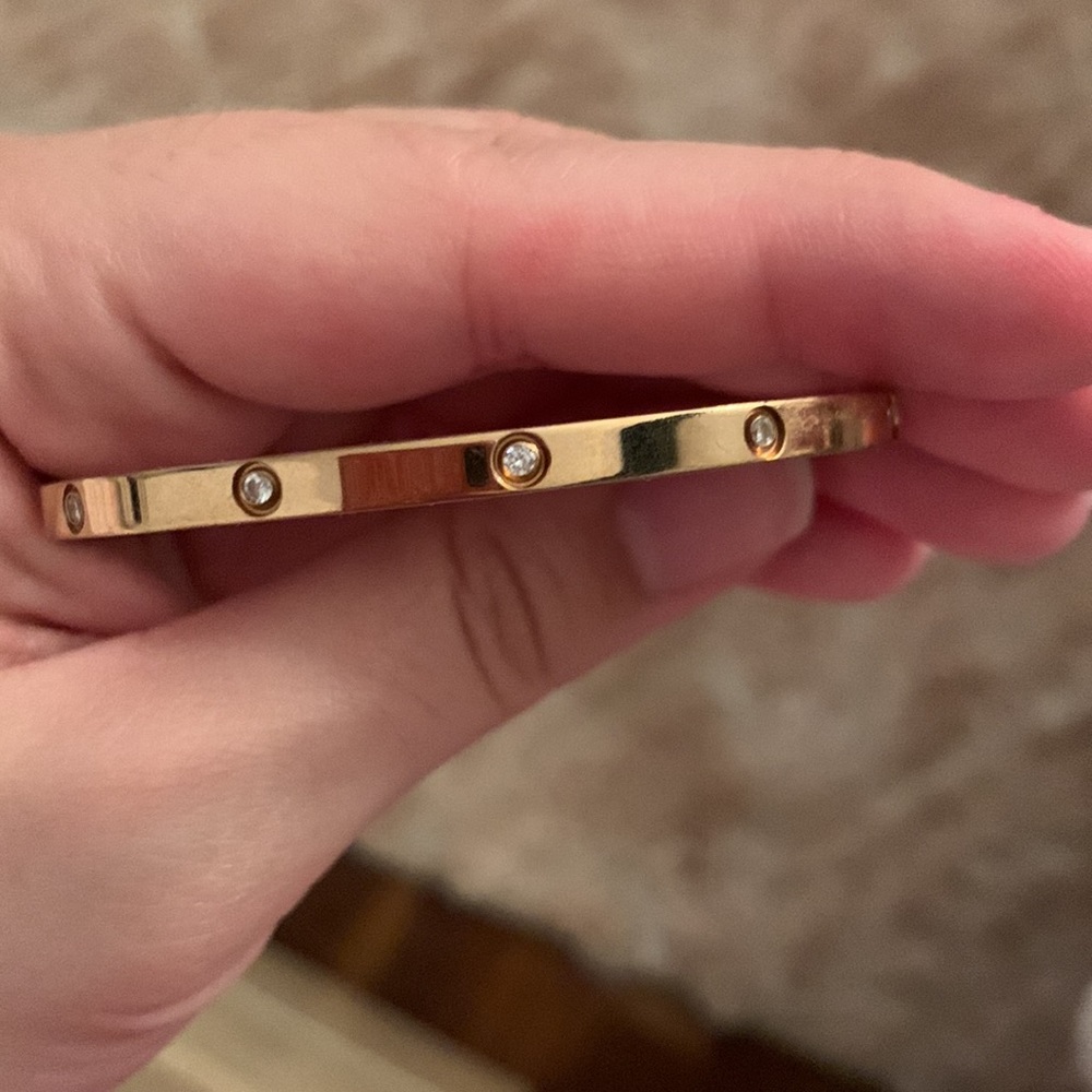 Rose Gold Stainless Steel Rhinestone Bracelet
